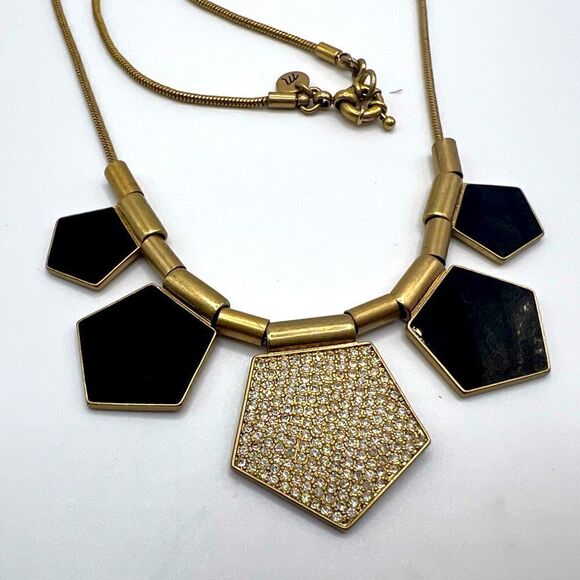 *3/$20* Madewell black, gold tone and rhinestone long necklace - Picture 1 of 4